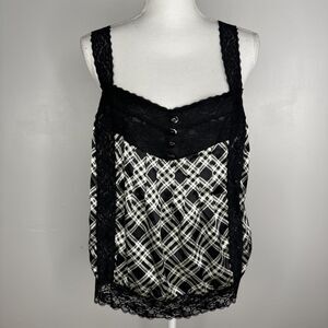 Cato Lace Cami Camisole Blouse Sz L Black White Romantic
